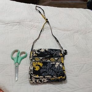 Vera Bradley Black and Yellow Floral Crossbody Bag
